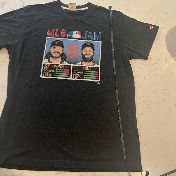 HOMAGE Black MLB Jam Brandon Crawford Belt San Francisco Giants Sports Tee Shirt - Picture 4 of 9